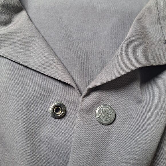 Hard Chrome Mens Snap Down Mechanics Shirt Size L Gray Black Embroidered Skulls - Picture 6 of 12